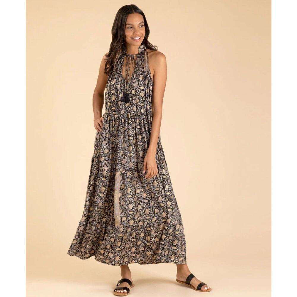 Paani Maxi Tiered Dress Small Boho Paisley Forest Fairy Prairie Saree Inspired
